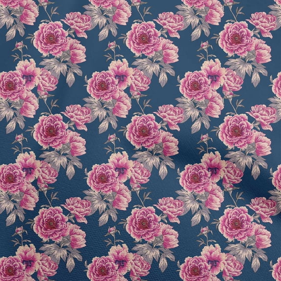 oneOone Silk Tabby Blue Fabric Florals Dress Material Fabric Print Fabric By The Yard 42 Inch Wide