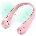 thumbnail image 1 of Ventilador de cuello sin aspas, manos libres, ligero, silencioso, recargable, sin aspas, 3 velocidades, ajustable a 360°, color rosa, para escritorio de oficina y acampada, 1 of 5
