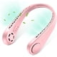 thumbnail image 1 of Ventilador de cuello ligero sin aspas, manos libres, silencioso, recargable, de 3 velocidades, ajustable en 360° para escritorio de oficina y camping, color rosa, 1 of 5