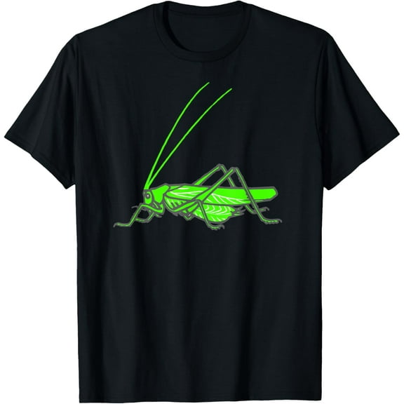 Green grasshopper woodcut T-Shirt men and women can wear, black, white, gifts