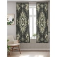 thumbnail image 2 of Sage Green Grey Boho Curtains 63 Inch Length,Sheer Curtains for Bedroom Living Room Window Vintage Ethnic Geometric Abstract Rod Pocket Drapes Kitchen Curtains Small Half Window 42"x63" 2 Panels, 2 of 7
