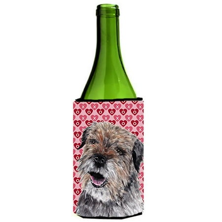 

Border Terrier Valentines Love Wine bottle sleeve Hugger 24 oz.
