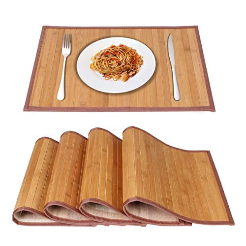 MARSCOOL Bamboo Placemats for Dining Table, Placemats Set of 4,Stain-Resistant,Heat-Resistant Place Mats,Durable and Sturdy Dining Place Mats for Kitchen Table (1218inch, Original)