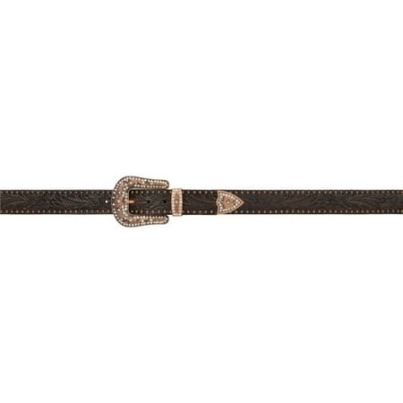 Womens Dark Brown Leather - Angel Ranch Western Belt Womens Leather Studs Dark Brown A1034