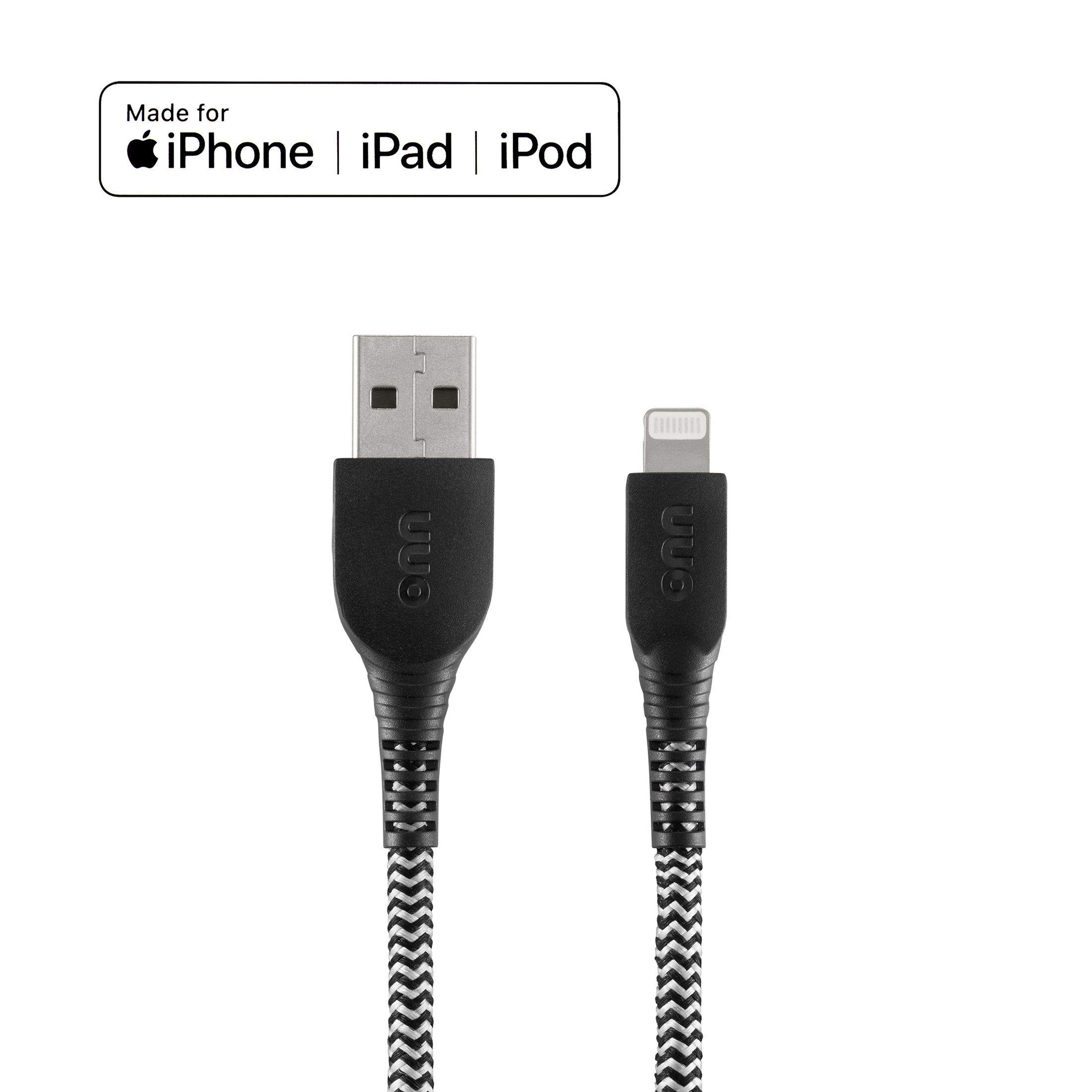 Onn Lightning to USB-A Braided Cable, 6 Ft, MFI Certified, Black photo 8