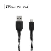 onn 6ft MFI Certified Lightning to USB-A Braided Charging Cable - Black