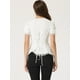 thumbnail image 3 of Camisa victoriana para mujer con cuello en forma de corazón y manga corta con cordones y blusa gótica Blanco XL, 3 of 5