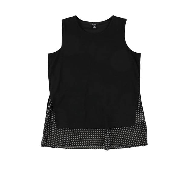 Alfani Womens Geo-Print Overlay Tank Top, Black, X-Small