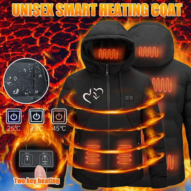 Chaquetas y abrigos casuales de manga larga con capucha, con USB, temperatura constante, calefactables, resistentes al viento, talla grande, para hombre y mujer, invierno 9