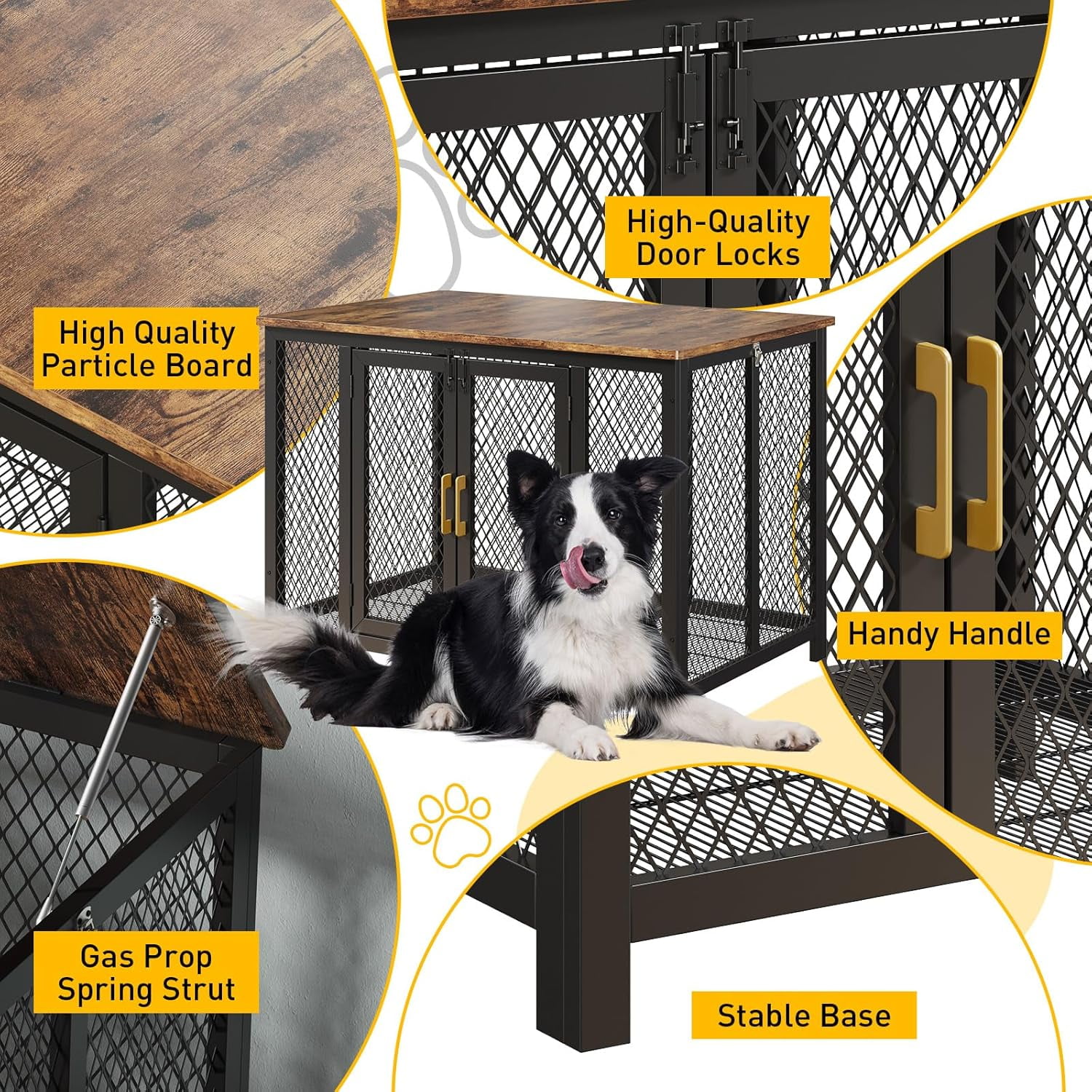 Juiluna 48 Inch Large Dog Crate Furniture with Top Access Door, Heavy Duty Dog Crate Wooden Indoor Decorate Pet Cage, Indestructible Pet Dog Cage for Medium to Large Dogs