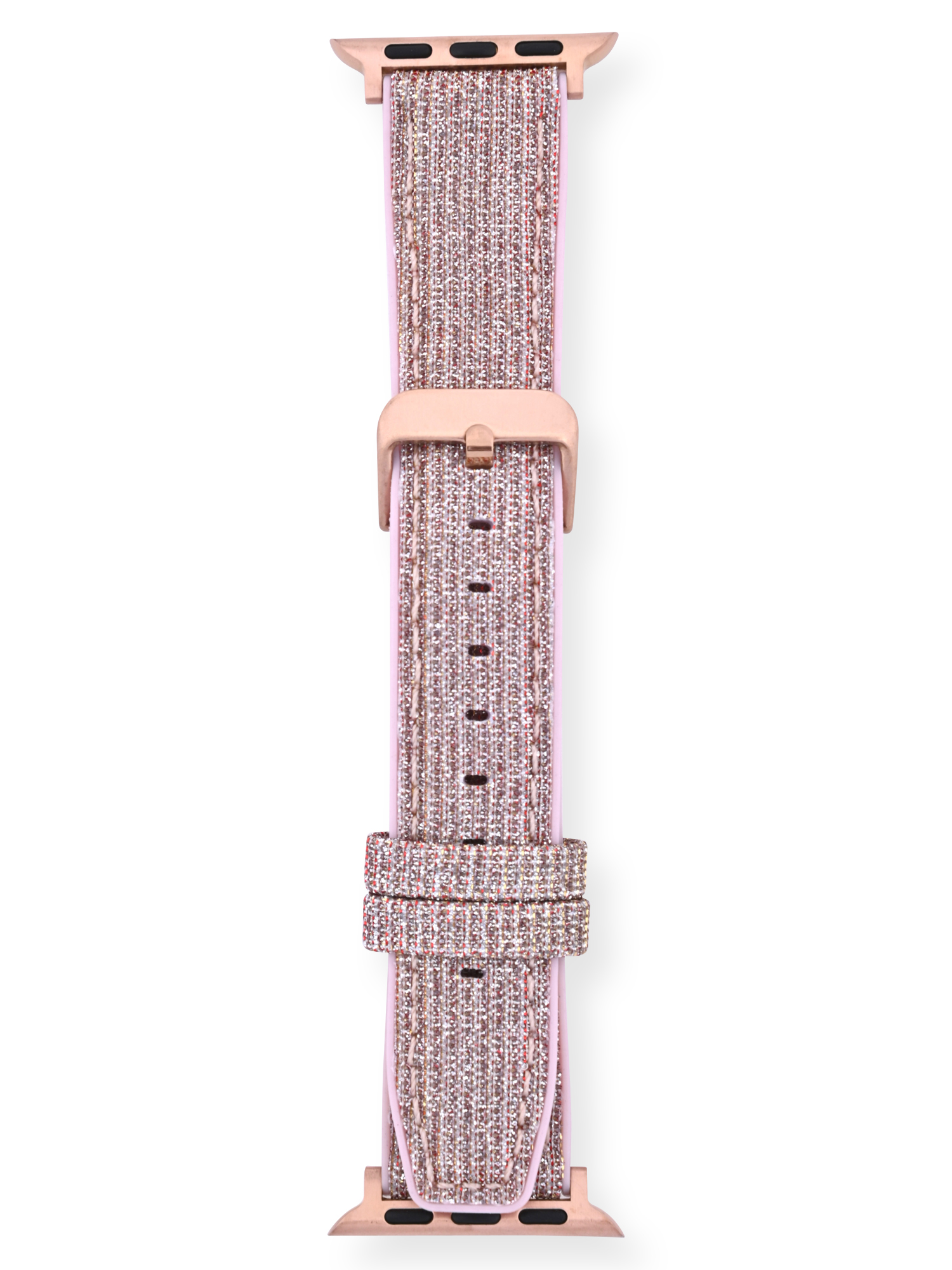 Adult Ladies Blush Gliiter Nylon 2 Pice Silicone Replacement Strap. 38-41MM