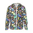 thumbnail image 2 of Uemuo Colored Glass Pattern Women's Full Zip UPF 50+ Sun Protection Hoodie Jacket Long Sleeve Sun Shirt Hiking Outdoor Performance with Pockets-3X-Large, 2 of 9
