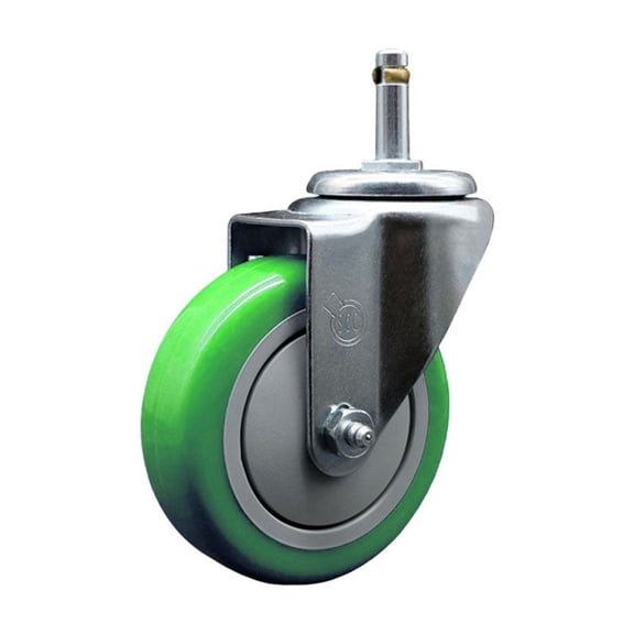 4 Inch Green Polyurethane Wheel Swivel 7/16 Inch Grip Ring Stem Caster SCC
