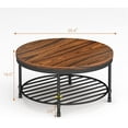 thumbnail image 2 of Round Coffee Table, Rustic Wood Surface Top & Sturdy Metal Legs Industrial Sofa Table for Living Room Natural End Table Modern Design Home Furniture with Storage Open Shelf(Dark Red Brown), 2 of 14