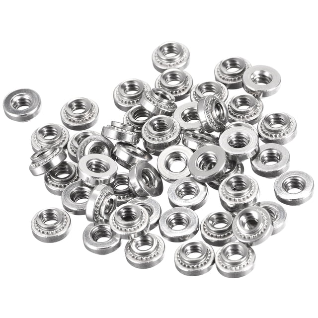 Unique Bargains Self -Clinching Nuts,#6-32x0.1-Inch Stainless Steel Rivet Nut Round Head Steel Metal Sheet Mounting Fastener 100pcs