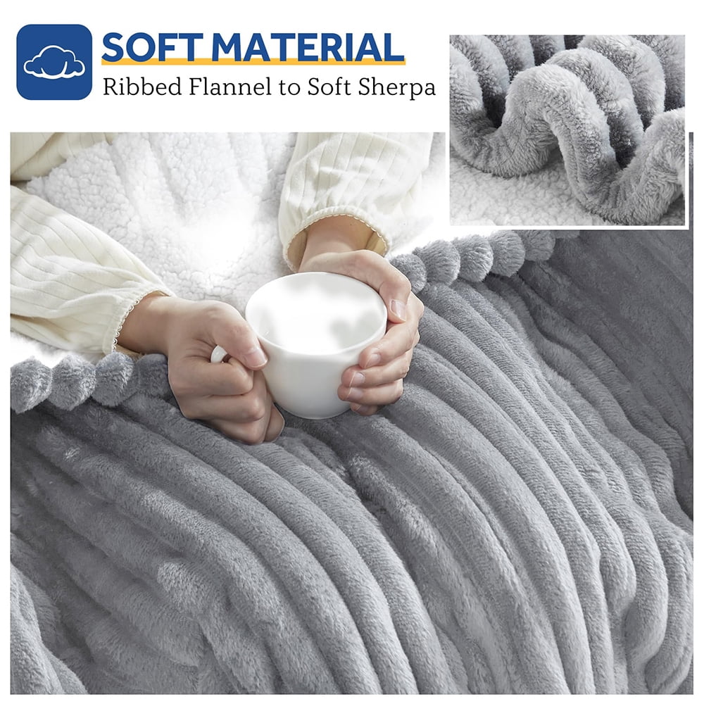 Heated Electric Throw Blanket, 50"x60", 6 Heat Levels, Auto-Off Timer, Machine Washable, Dark Gray