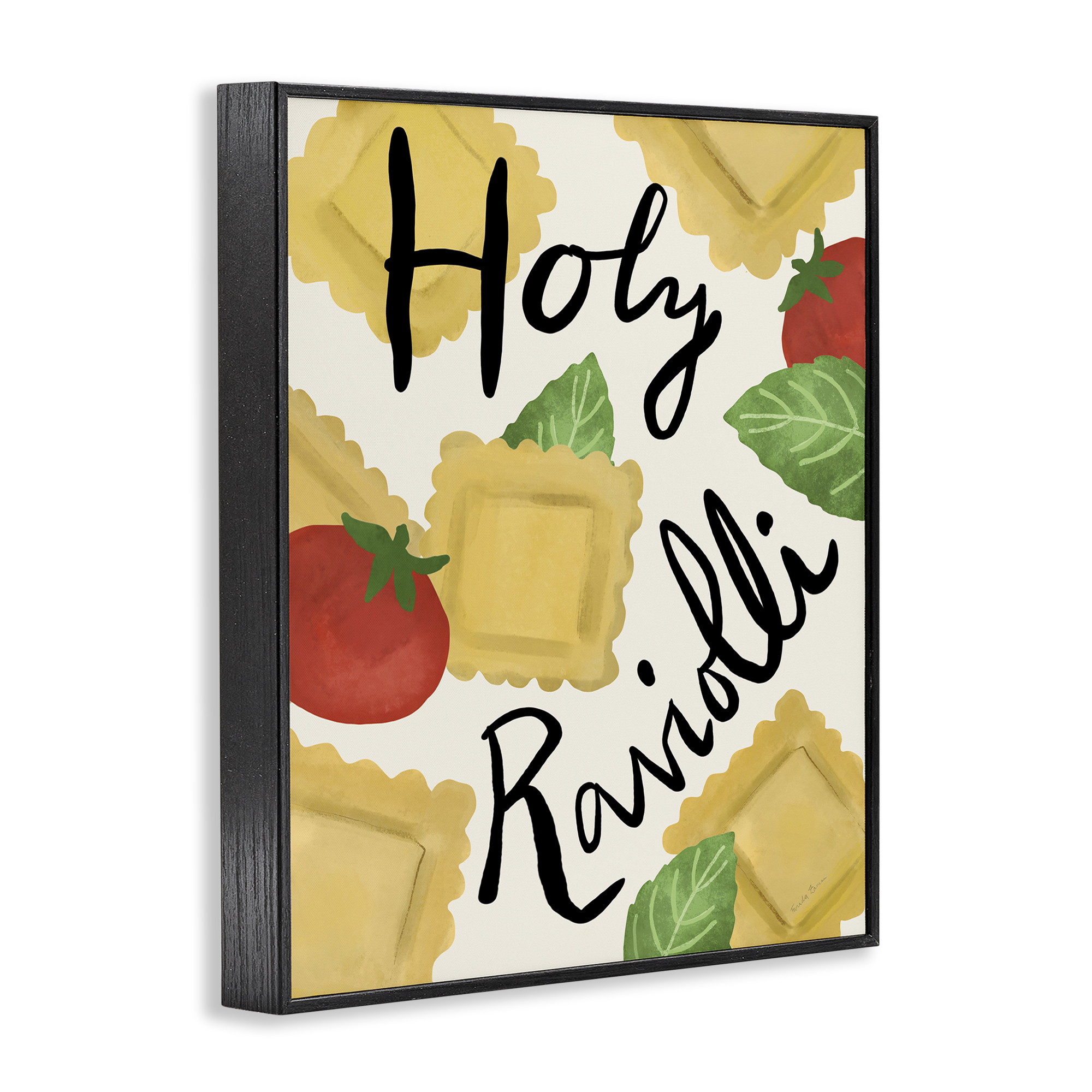 Stupell Industries Funny Holy Ravioli Food & Beverage Painting Black Framed Art Print Wall Art, 24 x 30