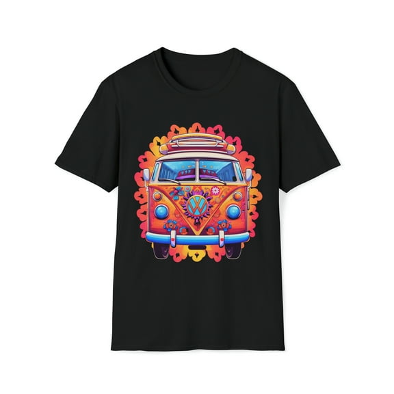 Hippie Van Bus Unisex T-Shirt Boho Festival Flowers 60s 70s