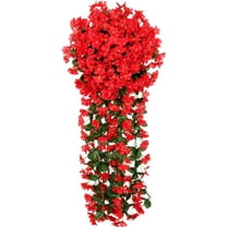 Household Imitation Clearance! FNGZ Simulation Violet Wall Hanging Flower Vine Wedding Decoration Silk Flower Window Sun Decoration Red, Artificial Flower X1