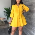 thumbnail image 4 of Ketyyh-chn99 Robes d'Été pour Femmes Grande Taille Robe Élégante pour Femme Robe de Fête Décontractée Robes T-shirt à Manches Longues Robe Bohème de Plage Jaune, TG, 4 of 4