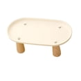 thumbnail image 4 of Soporte elevado para comedero de gatos, de plástico antiderrame y con base de madera. Beige 24cmx13cm, 4 of 9
