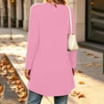 thumbnail image 5 of Edvintorg Womens Tunic Tops Plus Size Solid Color Long Sleeve Crew Neck Loose Lightweight Casual Shirt Women's Clothing Pink Pull-On, 5 of 7