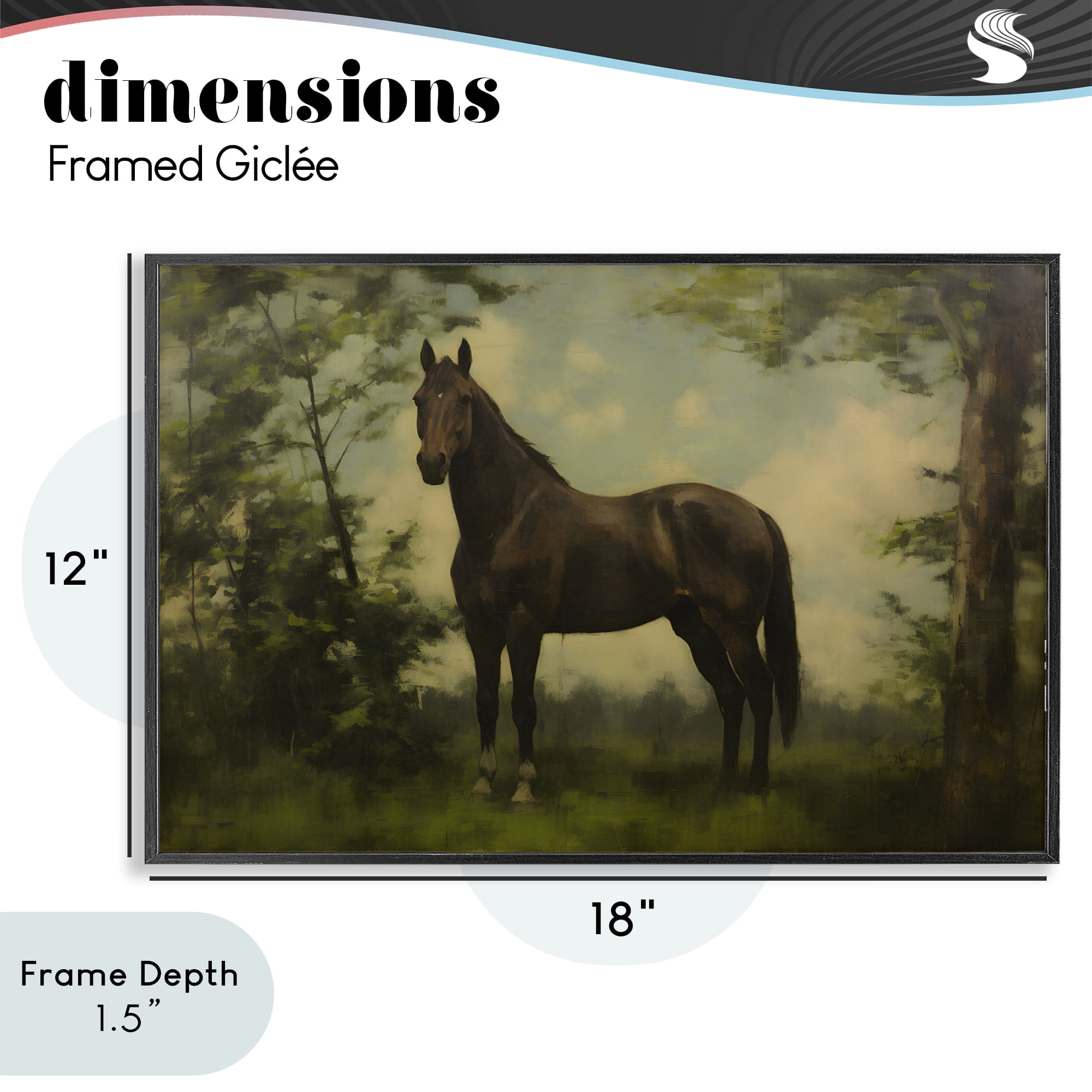 Stupell Industries Forest Horse Portrait Black Framed Giclee Art, design by Petal Prints Design