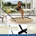 thumbnail image 3 of Memoryfield 2 Person Portable Double Hammock with Pillow and Adjustable Steel Stand, Outdoor Hammock for Patio, Garden, Beach, Backyard, Beige, 3 of 6