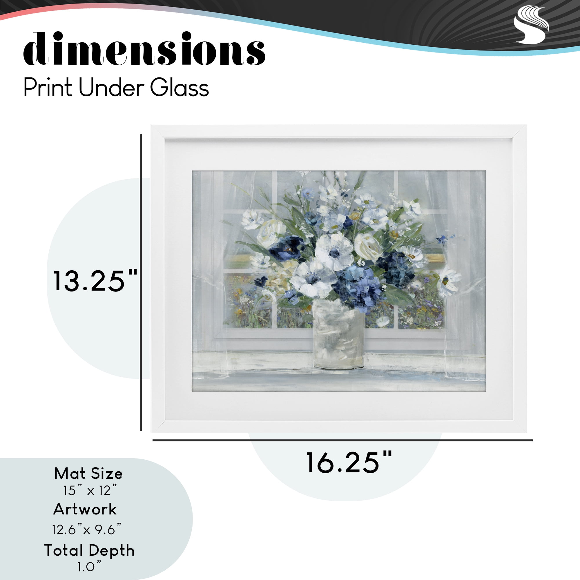 Stupell Industries Blue Hydrangea & Anemone Bouquet White Framed Print Under Glass, design by Sally Swatland