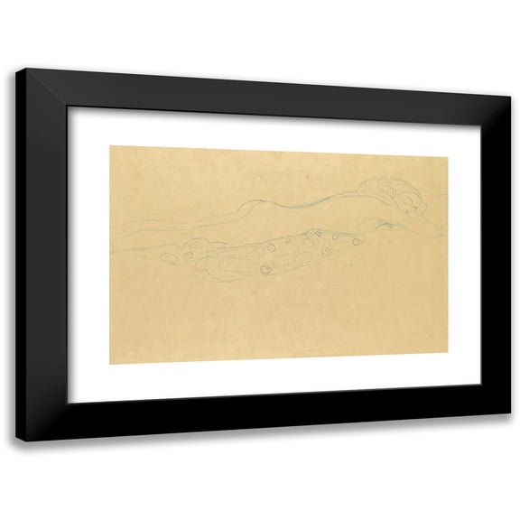 Gustav Klimt 14x11 Black Modern Framed Museum Art Print Titled - Sketch to Wassernangen II (1907)