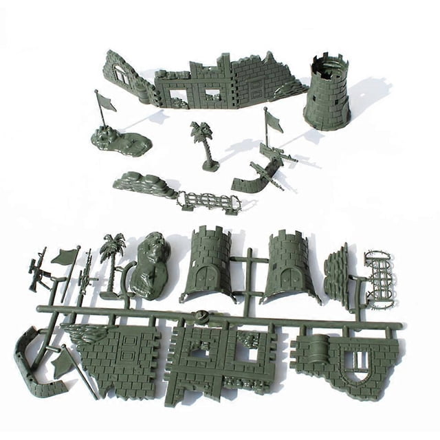 Fence Ruins Kit Military Scene Accessories Toy for Playtime Olive Green Educational Toy 1 Set
