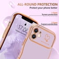 thumbnail image 4 of for iPhone 11 Case for Women Girls, Cute Wave Frame Curly Shape with Love Heart Pattern Raised Camera Protection Cover Luxury Plating Shockproof Phone Case for iPhone 11, Light Purple, 4 of 16