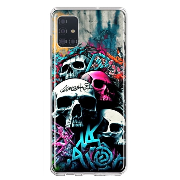 MUNDAZE Samsung Galaxy A31 Shockproof Clear Hybrid Protective Phone Case Skulls Graffiti Painting Art Cover