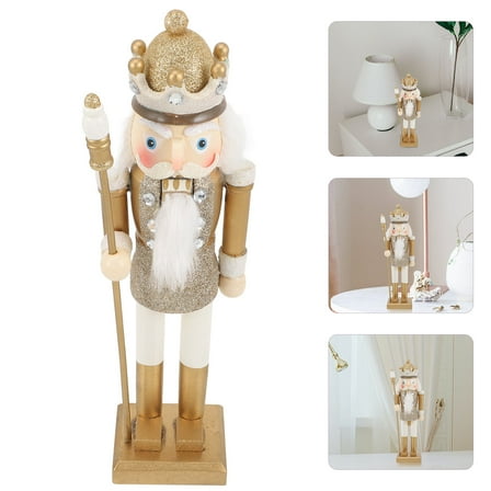 LULULION Golden Wooden Nutcracker Figurine Traditional Desktop and Wedding Table Decor
