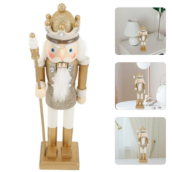 LULULION Golden Wooden Nutcracker Figurine Traditional Desktop and Wedding Table Decor