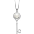 thumbnail image 1 of Sterling Silver Rhod-Plated Pearl/Cz Key With Heart W/2In Ext Necklace (Width 1.2) (Length 20) - Jbsp, 1 of 5