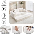thumbnail image 4 of 79" Boneless Cloud Loveseat Sofa with Ottoman, Modular Chenille Convertible Floor Couch Bed, No Assembly, Beige, 4 of 7