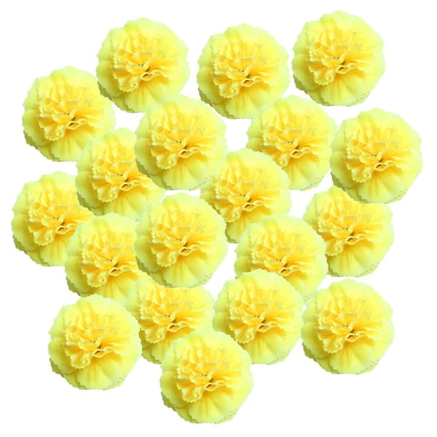 20 Unidades 6.5 Cm Azalea Cabezas de Flores Artificiales para Pinza de cabellero Flor Ramillete Ramo DIY Decoración Artesanía amarillo Macarena Cabeza de flor