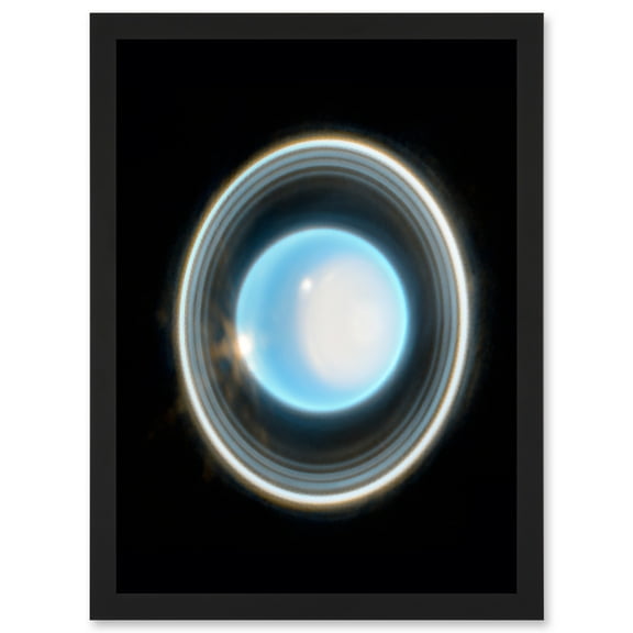 NASA James Webb Space Telescope Zoomed In Uranus Planet Rings NIRCam Artwork Framed Wall Art Print A4