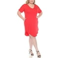thumbnail image 2 of White Mark V-Neck Folded Sleeves Knee-Length Dress with Pockets, Women's Plus, 1X-3X, 2 of 6