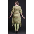 thumbnail image 3 of Bimba Kurti Asymétrique Beige à Imprimé Feuilles de Monstera et Floral pour Femmes, Robe d'Été Indienne Tunique, Très Grand, 3 of 6