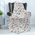 thumbnail image 4 of Love Soft Flannel Fleece Throw Blanket, Different Calligraphy Designs Texts I Love You with Abstract Hearts and Stars, Cozy Plush for Indoor and Outdoor Use, 70" x 90", Grey Black Red, by Ambesonne, 4 of 5