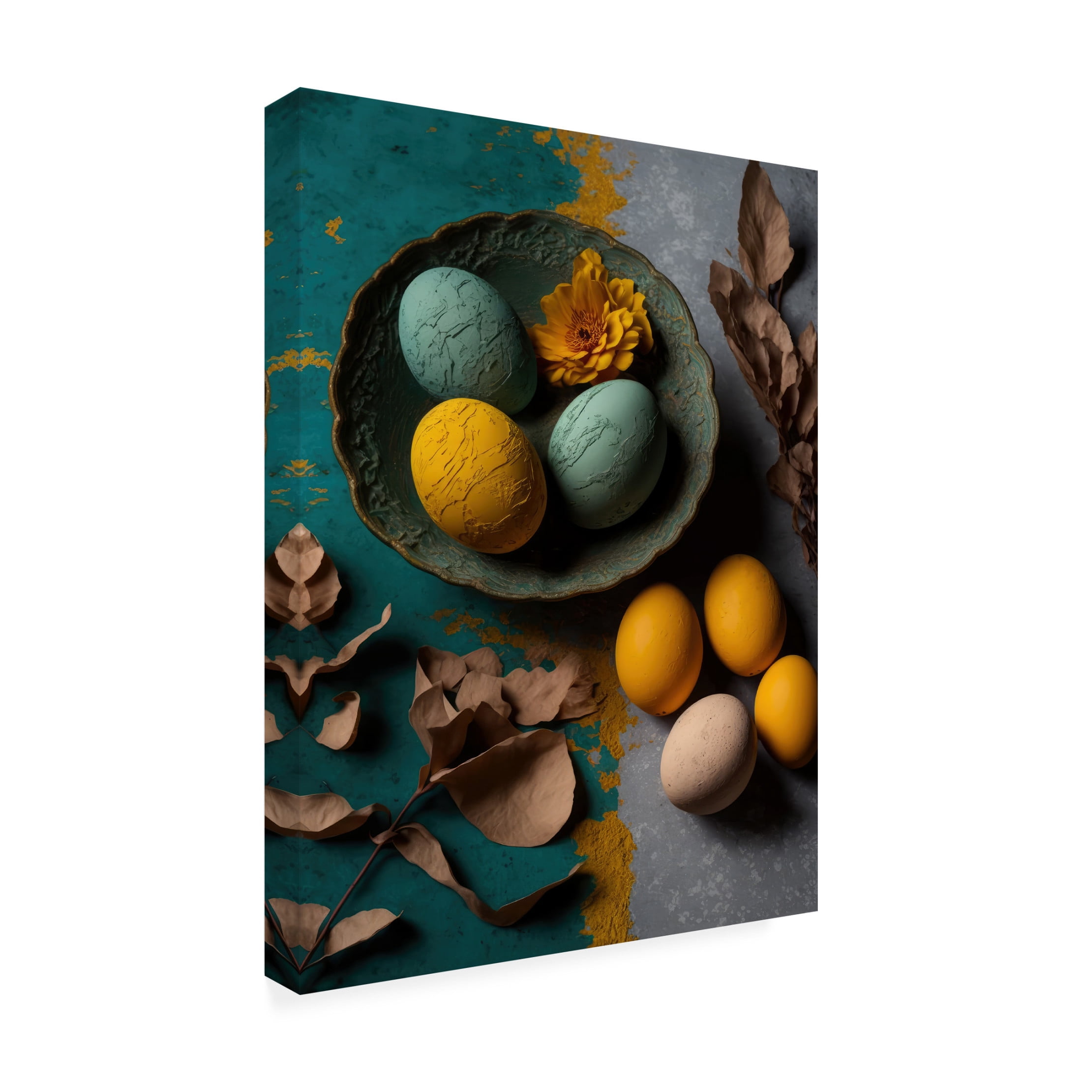 Canvas Wall Art - Treechild 'Yellow And Blue Eggs' Wall Art for Living Room, Bedroom, or Office D?cor by Trademark Fine Art - 18 x 24 Inches