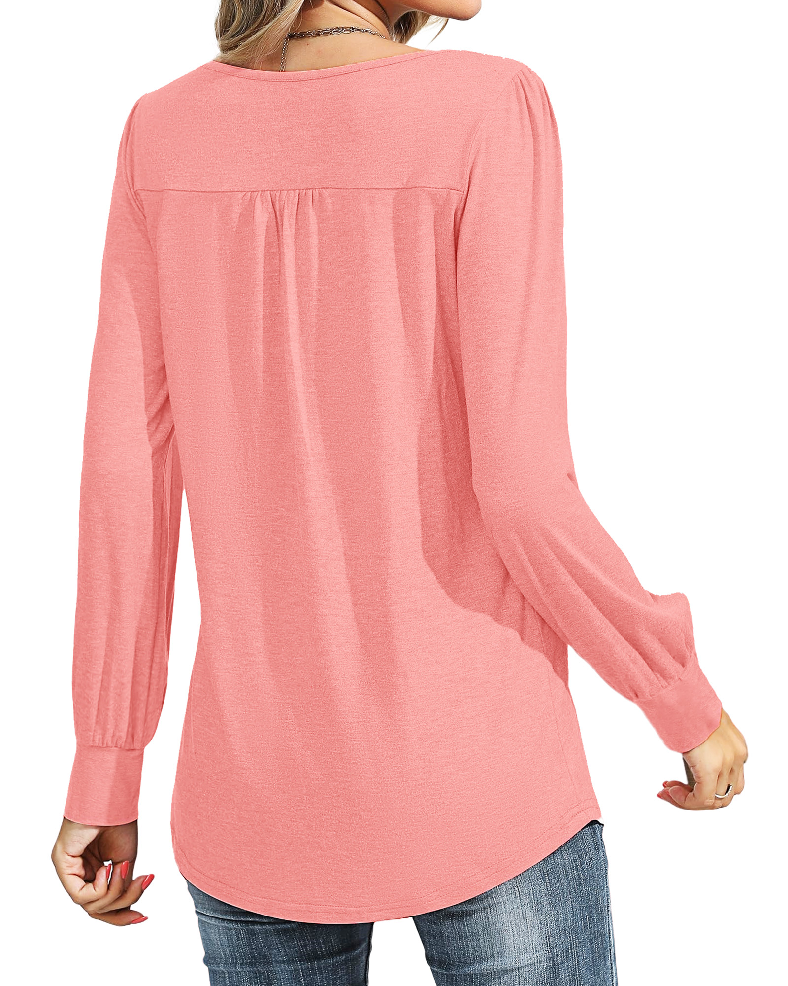 UVN Women's Pleated Long Sleeve Crew Neck Blouse photo 4