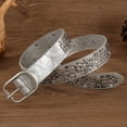 thumbnail image 5 of Hfppkn Metal Studded Punk Waist Belt PU Leather Rock Fashion Belt for Men Women Jeans 122cm Silver, 5 of 7