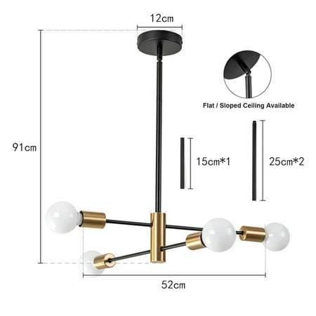 

Modern Nordic Sputnik Black Chandeliers LED Lamp 4/6/8Light Lighting Indoor Fixtures Pendant Ceiling Not Included Bulbs