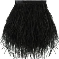 MODANU 2 Yards Black Ostrich Feathers Trim Fringe 3-4inch for DIY Dress Sewing Crafts Costumes Decoration