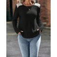 thumbnail image 4 of Womens Tunic Tops Ribbed Knit Long Sleeve Shirts Crewneck Lace Shoulder Elegant Blouses Tee Shermie, 4 of 6