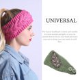 thumbnail image 2 of Crochet Headbands Winter Leaves Pattern with Rhinestones Elastic Head Protector Wide Warm Chunky Hair Accessories for Girls Pickle Green, 2 of 7