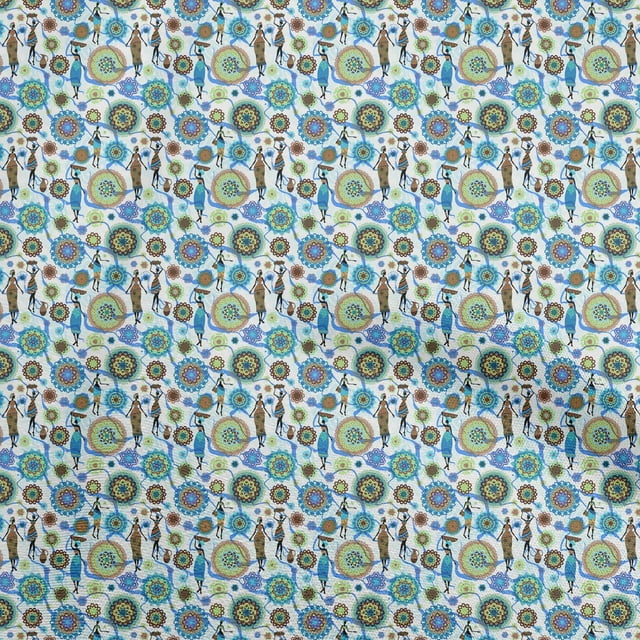 oneOone Rayon Light Green Fabric African Sewing Craft Projects Fabric Prints By Yard 56 Inch Wide